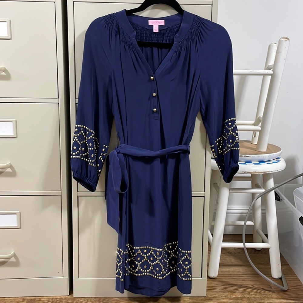 Lily Pulitzer Navy Silk Mini Dress - XS